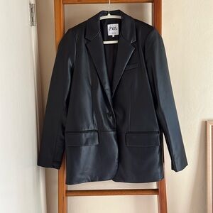 Zara oversized leather blazer XS